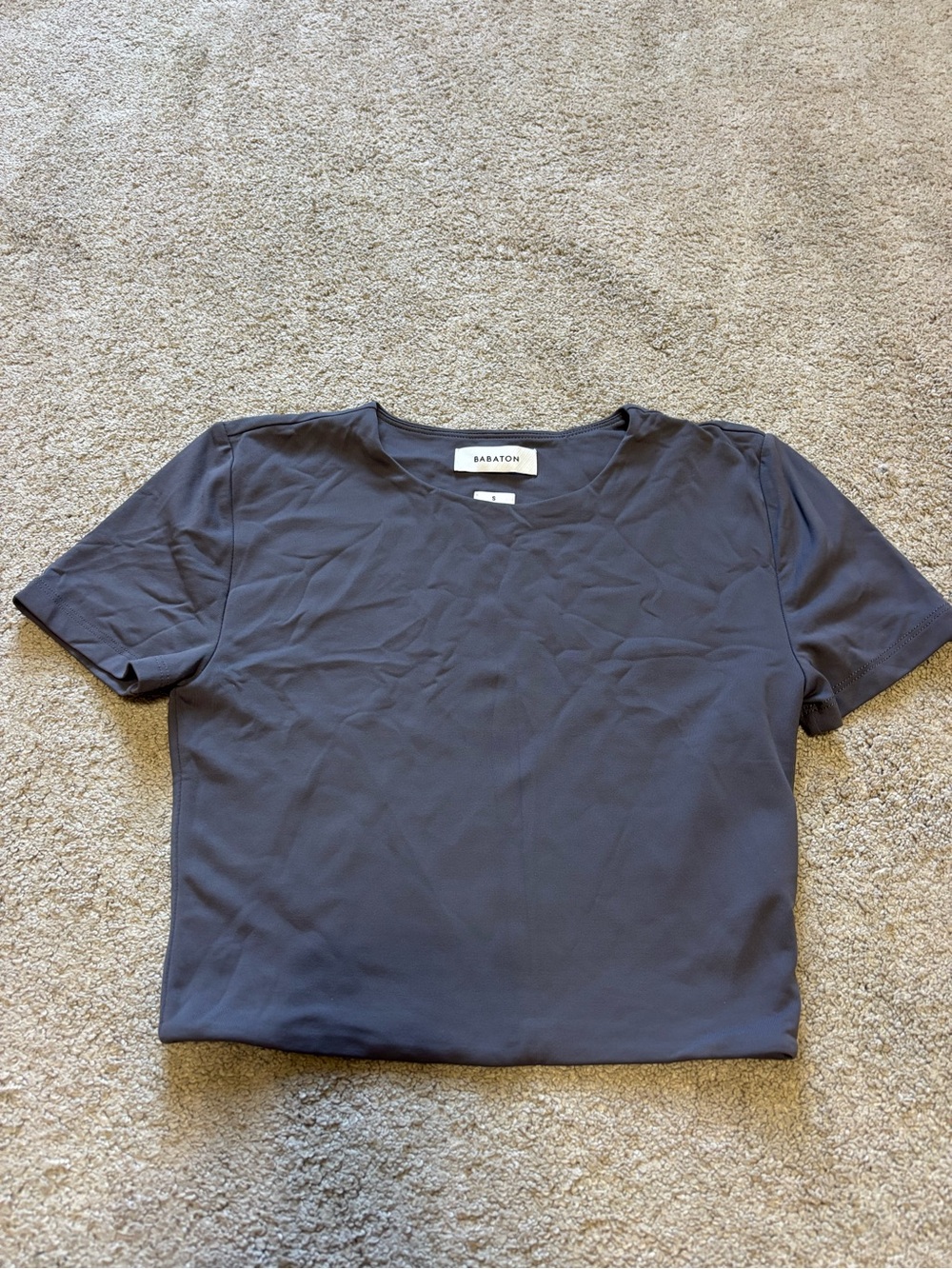 Babaton Gray Short-Sleeve Crewneck Top